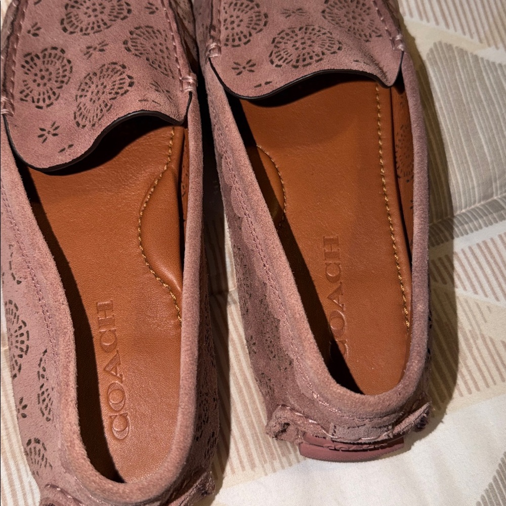 Coach Mauve Floral Cutout Loafers - Picture 6 of 8